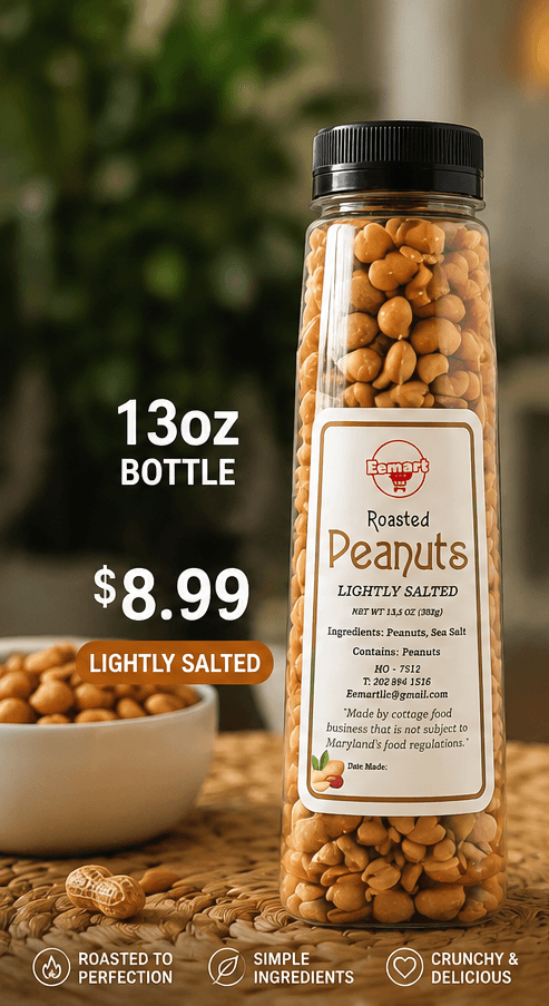 EEMART 13 oz roasted peanut bottle, lightly salted